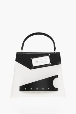 Tweekleurige leren SNATCHED crossbodytas in zwart en wit