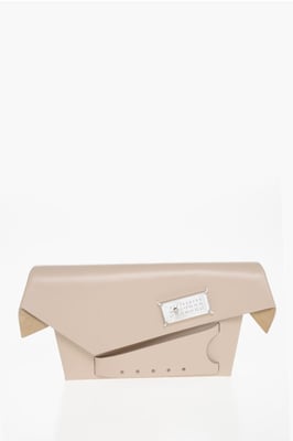 MM11 Saffiano leren SNATCHED clutch met clipsluiting in roze