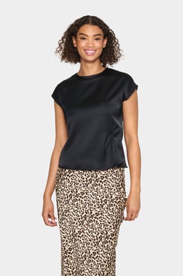 Blouse met korte mouwen Regular fit black