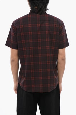 Geruit MESH-overhemd met korte mouwen in rood
