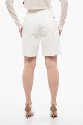 Dubbel geplooide stretch shorts in wit