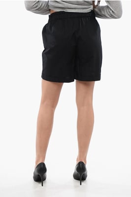 Katoenen shorts met elastische tailleband in zwart