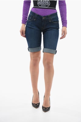 5-pocket stretch denim shorts in blauw