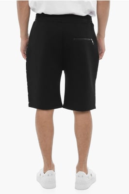 Neoprene MODERNIST Bermuda Shorts met Bandana Motief Details in Zwart