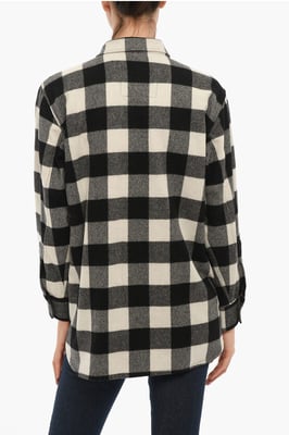 ARCHIEF Buffalo Checked POPOVER Overshirt met Dubbele Borst in Zwart & Wit