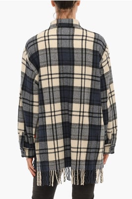 Ruitjesmotief EXPLORER Overshirt met dubbele borstzak en in blauw