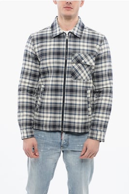 Gewatteerd geruit TIMBER overshirt in blauw