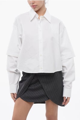 Dubbellaags BOOKISH-shirt met geborduurd logo in wit
