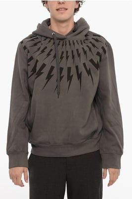 Easy Fit hoodie met Thunderbolt-print in grijs