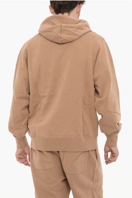 Fleece katoenen hoodie met twee zakken in bruin