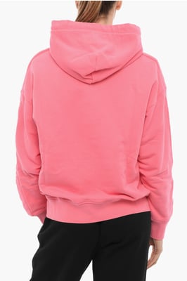 Geborstelde katoenen hoodie in roze