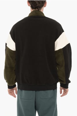 Fleece KIMONO Sweatshirt in kleurblok in Nero, Verde