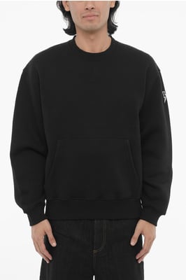 Fleecekatoenmix Easy Fit ronde hals sweatshirt in zwart