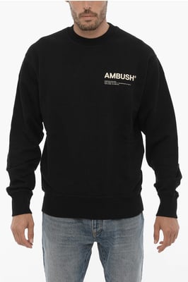 Sweatshirt met ronde hals van geborsteld katoen en bedrukt logo in het zwart