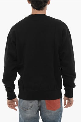Sweatshirt met ronde hals van geborsteld katoen en bedrukt logo in het zwart