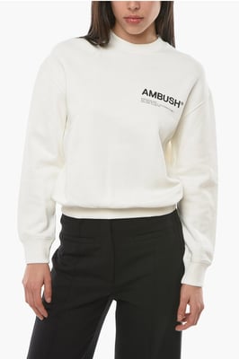 WORKSHOP Sweatshirt met ronde hals en logoprint in wit