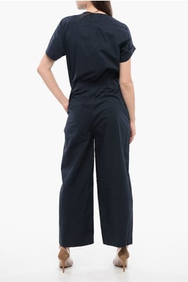 Jumpsuit met korte mouwen en knopen in middernachtblauw