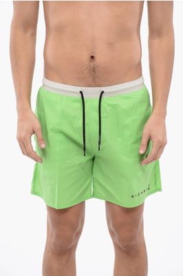 Tweekleurige boxerbadpak in Bianco, Verde
