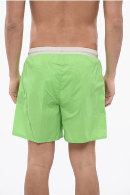 Tweekleurige boxerbadpak in Bianco, Verde