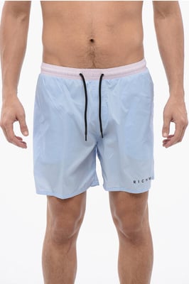 Tweekleurige boxerbadpak in blauw, roze