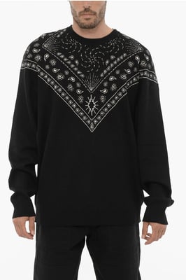 Bandana-motief ronde hals trui in zwart