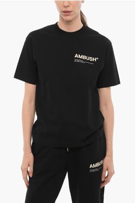 Effen T-shirt met ronde hals en contrasterend logo in zwart