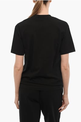 Effen T-shirt met ronde hals en contrasterend logo in zwart