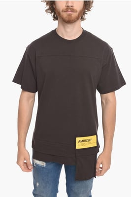T-shirt met ronde hals en taillezak van katoen