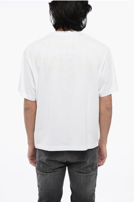 FAIRISLE THUNDERBOLT katoenen T-shirt met verlaagde schouders in het wit