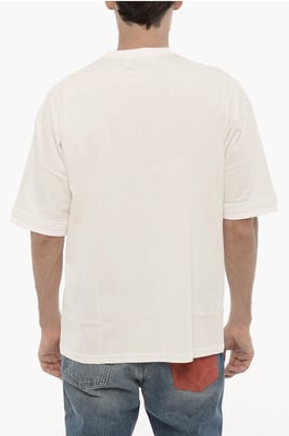 T-shirt met ronde hals, afneembare ketting en logoborduursel in het wit