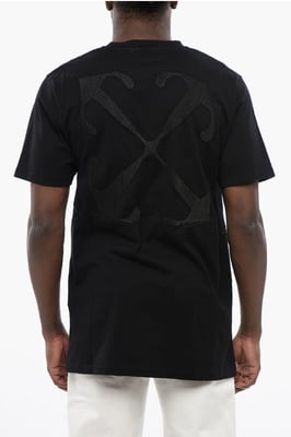 Katoenen ARROW T-shirt met ronde hals in zwart