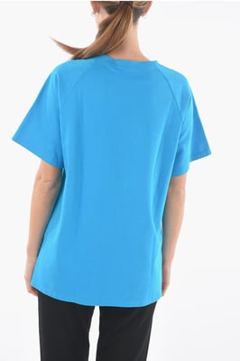Maxi-T-shirt met ronde hals en monogrampatch in blauw