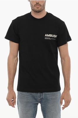T-shirt met ronde hals van katoenen jersey met contrastprint in zwart