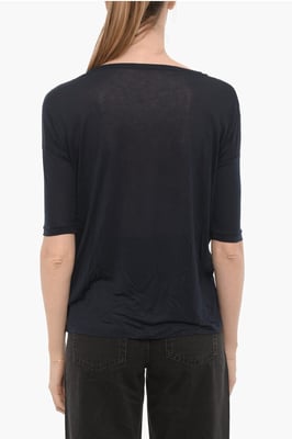 Effen oversized T-shirt met ronde hals in blauw