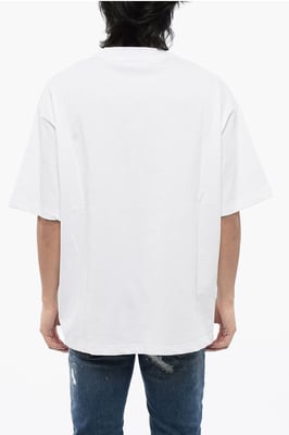 Oversized T-shirt met strass-print in wit