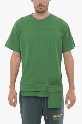 Effen AMAZON SEA FOAM T-shirt met ronde hals en tailleband in groen