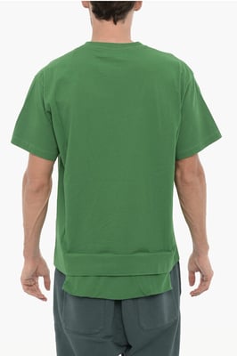 Effen AMAZON SEA FOAM T-shirt met ronde hals en tailleband in groen