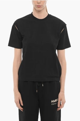Effen T-shirt met ronde hals in zwart
