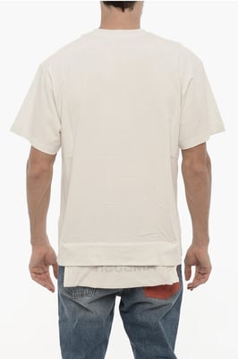 Effen T-shirt met ronde hals en taillezak in wit