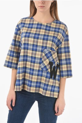 Geruit oversized T-shirt met maxi-monogrampatch in veelkleurig