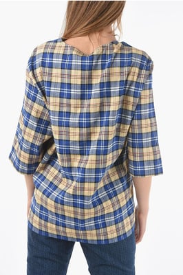 Geruit oversized T-shirt met maxi-monogrampatch in veelkleurig