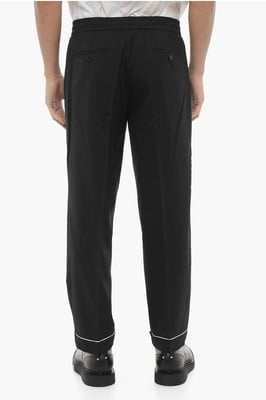 Pantaloni REM Slim Fit a Vita Bassa con Elastico in Vita in zwart