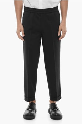 Pantaloni REM Slim Fit a Vita Bassa con Elastico in Vita in zwart