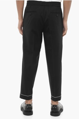 Pantaloni REM Slim Fit a Vita Bassa con Elastico in Vita in zwart