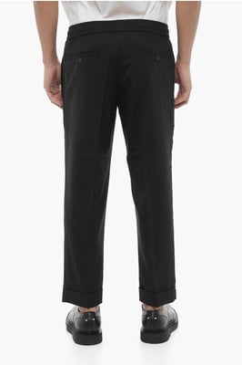 Low-Wait Slim Fit REM-broek met trekkoord in de taille in zwart
