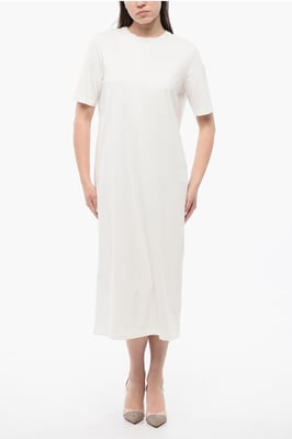 Katoenen jersey T-shirtjurk in wit