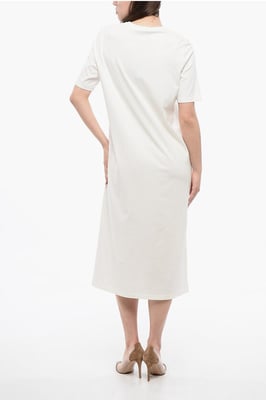 Katoenen jersey T-shirtjurk in wit
