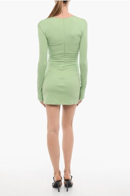 Mini-jurk met lange mouwen en uitsparingen in groen