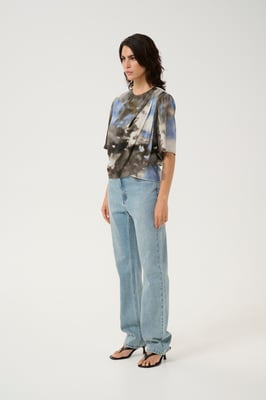 Blouse met korte mouwen Regular fit multicolour