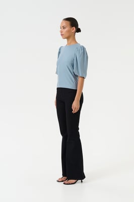 Blouse met korte mouwen Slim fit light blue